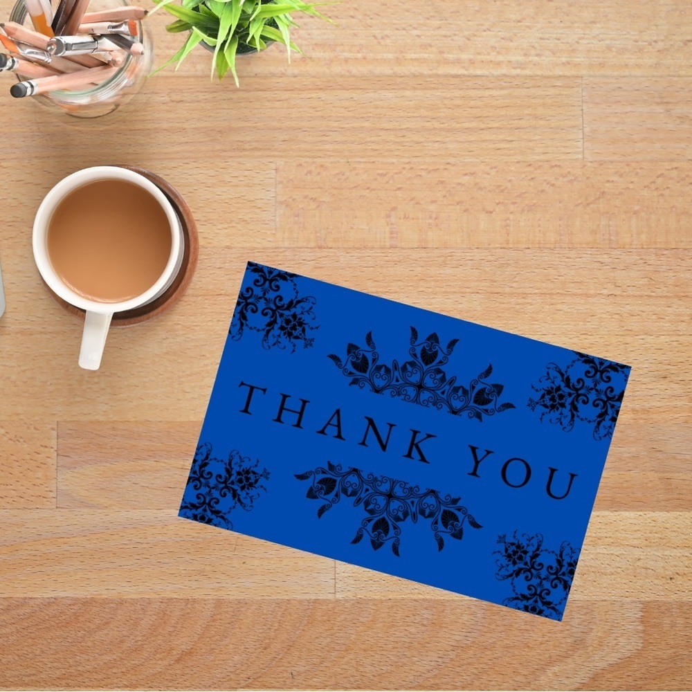10 Deep Blue Thank You Card